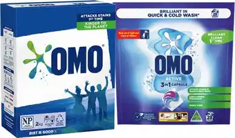 IGA OMO Laundry Liquid 2 Litre, Powder 2kg or Capsules 28 Pack Selected Varieties offer