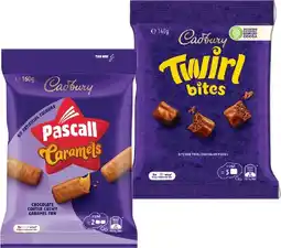 IGA Pascall Chocolate Share Bag 160‑185g or Cadbury Bitesize 120‑150g^ Selected Varieties offer