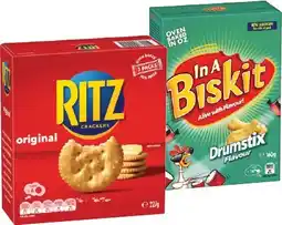 IGA In A Biskit Flavoured Crackers 145‑160g or Ritz Crackers 155‑250g Selected Varieties offer