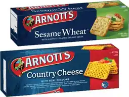IGA Arnott’s Country Cheese, Sesame Wheat or Cheds Crackers 250g offer