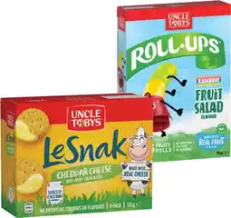 IGA Uncle Tobys Le Snak, Roll Ups 6 Pack or Muesli Bars 5‑6 Pack Selected Varieties offer