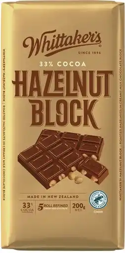 IGA Whittaker’s Chocolate Block 200‑250g Selected Varieties offer