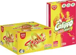 IGA Streets Cyclone Ice Block 8 Pack or Calippo Minis 10 Pack Selected Varieties offer