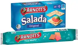 IGA Arnott’s Salada Crackers 250g, Tina Wafer 200g or Tic Toc Biscuits 250g Selected Varieties offer
