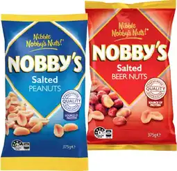 IGA Nobby’s Peanuts or Beer Nuts 350‑375g Selected Varieties offer