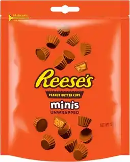 IGA Reese’s Peanut Butter Cups Mini Wrapped 120g or Miniature Cup 120-150g Selected Varieties offer