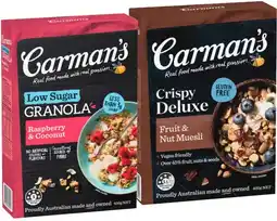 IGA Carman’s Granola 425‑450g or Crispy Deluxe Muesli 400g Selected Varieties offer
