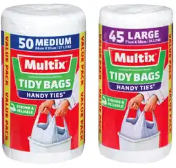 IGA Multix Handy Ties Tidy Bags Medium 50 Pack or Large 45 Pack offer