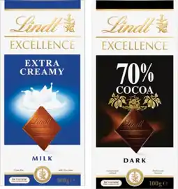 IGA Lindt Excellence Chocolate Block 80‑100g Selected Varieties offer