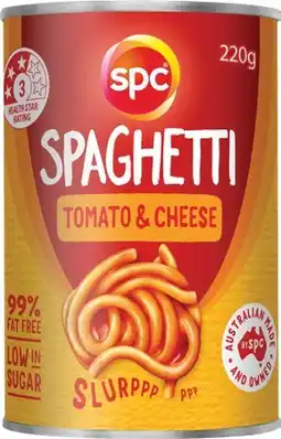 IGA SPC Spaghetti Tomato & Cheese or Baked Beans 220g offer