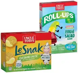 IGA Uncle Toby’s Le Snak, Roll Ups 6 Pack or Muesli Bars 5-6 Pack Selected Varieties offer