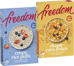 IGA Freedom Gluten Free Corn Flakes 270g or Rice Puffs Cereal 250g offer