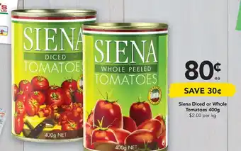 Siena Diced or Whole Tomatoes 400g