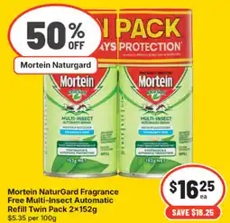 IGA Mortein naturgard fragrance free multi-insect automatic refill twin pack offer
