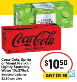 IGA Coca-cola, sprite or mount franklin lightly sparkling water offer