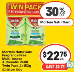 IGA Mortein naturgard fragrance free multi-insect automatic refill twin pack offer