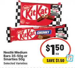 IGA Nestlé medium bars or smarties offer