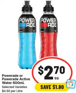 IGA Powerade or powerade active water offer