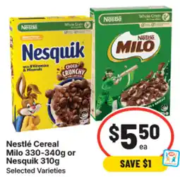 IGA Nestlé cereal milo or nesquik offer
