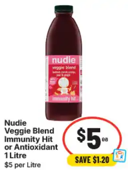 IGA Nudie veggie blend immunity hit or antioxidant offer