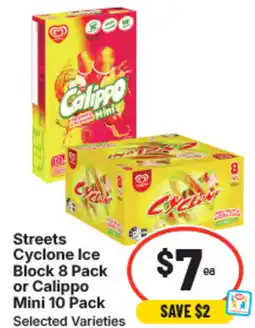 IGA Streets cyclone ice block or calippo mini offer