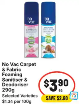 IGA No vac carpet & fabric foaming sanitiser & deodoriser offer