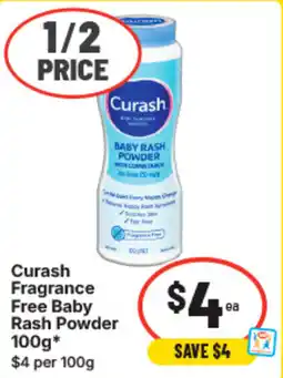 IGA Curash fragrance free baby rash powder offer