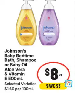 IGA Johnson's baby bedtime bath, shampoo or baby oil offer