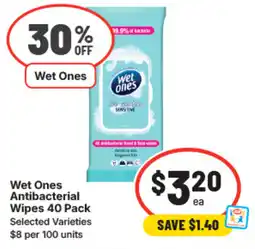 IGA Wet ones antibacterial wipes offer