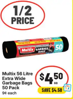 IGA Multix 56 litre extra wide garbage bags offer
