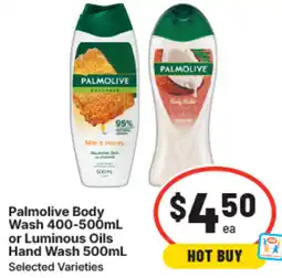 IGA Palmolive body wash or luminous oils hand wash offer