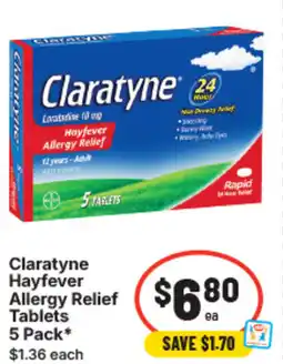IGA Claratyne hayfever allergy relief tablets offer
