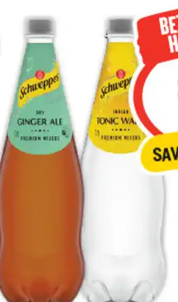 IGA Schweppes mixers, soft drinks or natural mineral water offer