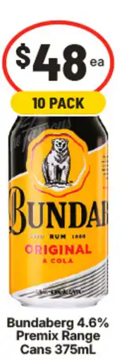 IGA Bundaberg 4.6% premix range cans offer