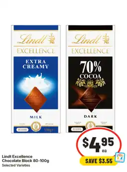 IGA Lindt excellence chocolate block offer