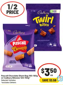 IGA Pascall chocolate share bag or cadbury bitesize offer