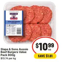 IGA Slape & sons aussie beef burgers value pack offer