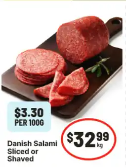 IGA Danish salami sliced or shaved offer