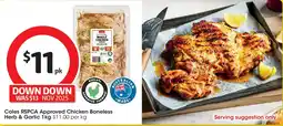 Coles Coles rspca approved chicken boneless herb & garlic offer