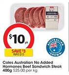 Coles Coles australian no added hormones beef sandwich steak offer