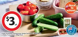 Coles Coles australian glasshouse grape tomatoes pack or baby cucumbers pack offer