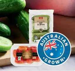 Coles Coles australian glasshouse grape tomatoes pack or baby cucumbers pack offer
