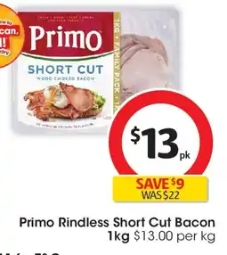 Coles Primo rindless short cut bacon offer
