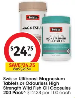 Coles Swisse Ultiboost Magnesium Tablets or Odourless High Strength Wild Fish Oil Capsules offer