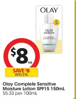 Coles Olay Complete Sensitive Moisture Lotion SPF15 offer