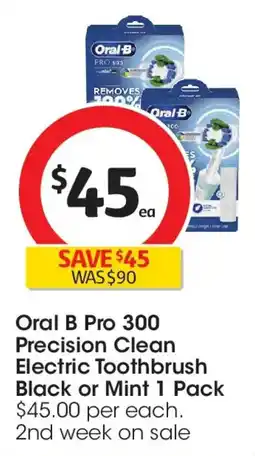 Coles Oral b pro 300 precision clean electric toothbrush black or mint offer