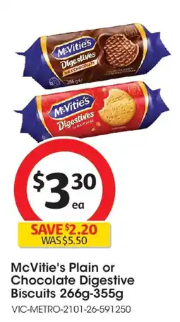 Coles Mcvitie's plain or chocolate digestive biscuits offer