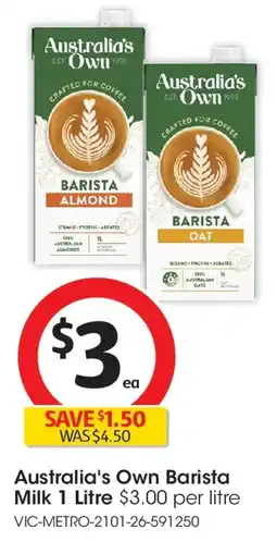 Coles Australia's own barista milk offer