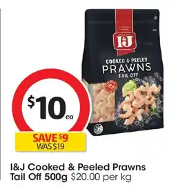 Coles I&j cooked & peeled prawns tail off offer