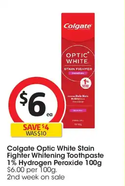 Coles Colgate optic white stain fighter whitening toothpaste hydrogen peroxide offer